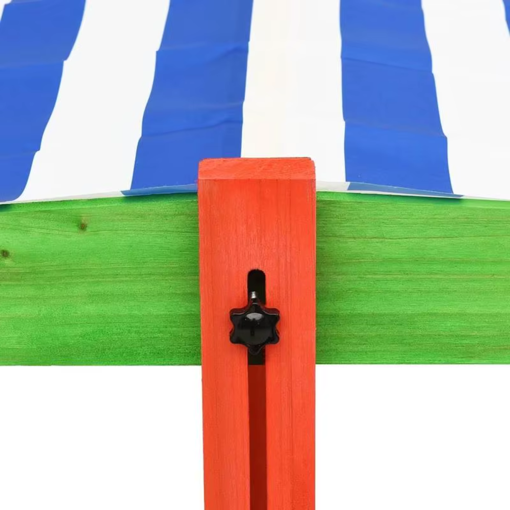 Bac à sable en bois pour enfants avec toit réglable en hauteur – Multicolore