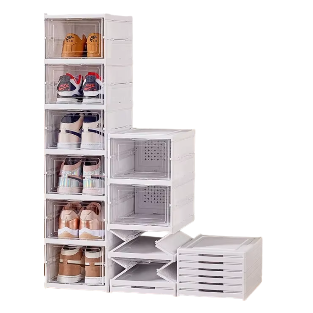 Rangement à chaussures transparent pliable – 6 compartiments