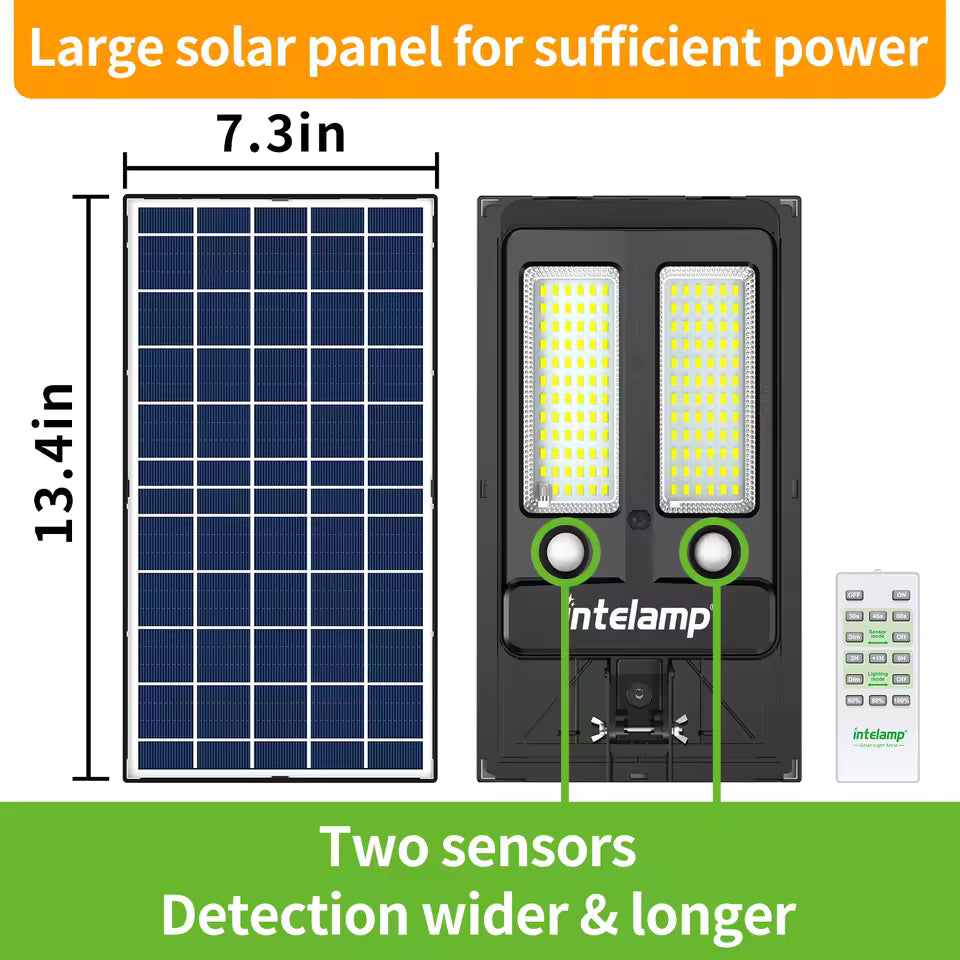 Lampe Solaire Extérieure Intelamp 12500mAh avec Détecteur de Mouvement