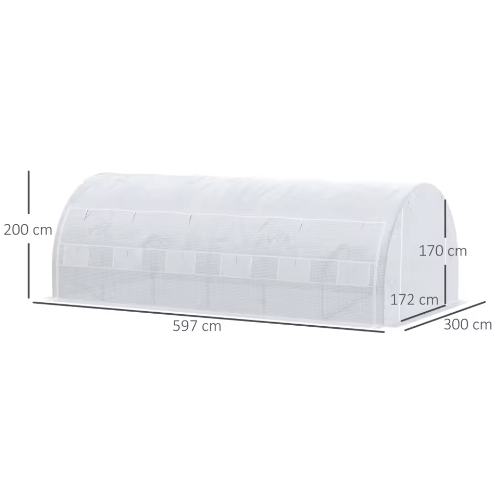 Serre tunnel 18 m² de jardin en acier galvanisé – 6 × 3 × 2 m