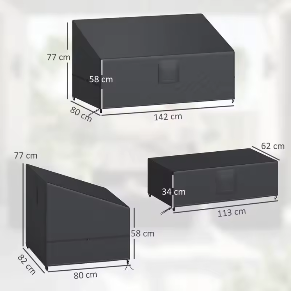 Ensemble de 4 housses de protection pour salon de jardin – Oxford 420D
