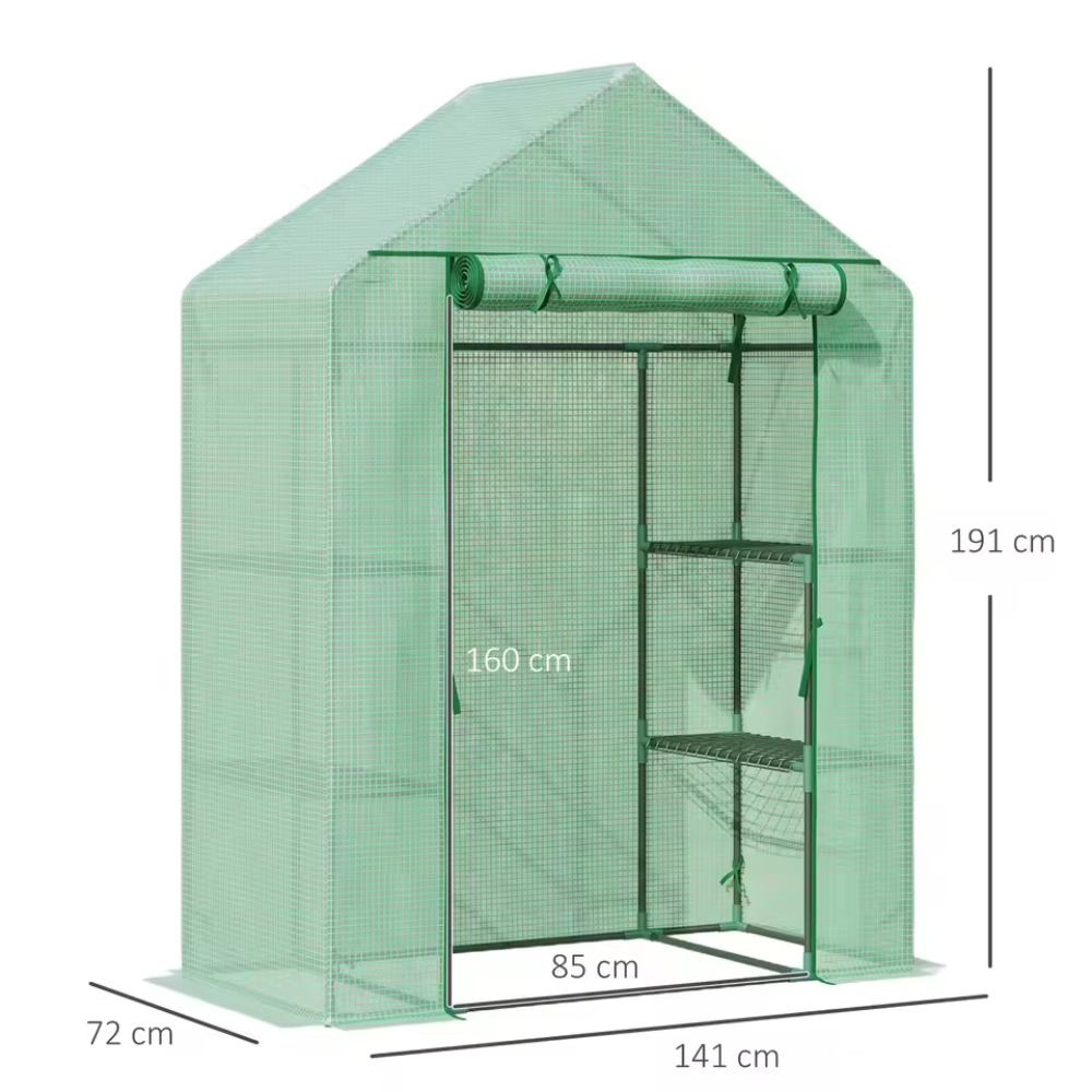 Petite serre de jardin et balcon avec 4 étagères – 141 × 72 × 191 cm