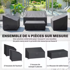 Ensemble de 4 housses de protection pour salon de jardin – Oxford 420D