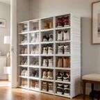Rangement à chaussures transparent pliable – 6 compartiments