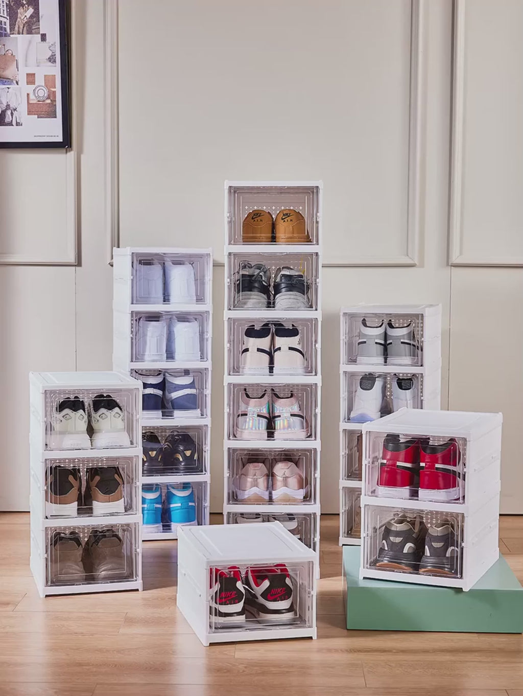Rangement à chaussures transparent pliable – 6 compartiments